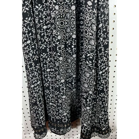 MISA Los Angeles Black & Cream Print Semi Sheer Maxi Dress - Picture 6 of 9